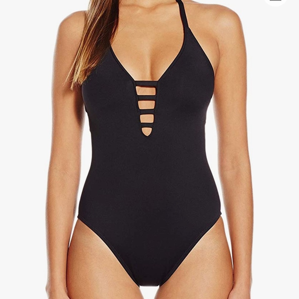 La Blanca Island Goddess Lattice Front Strappy Back Halter One Piece Swimsuit 14